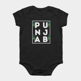 PUNJAB BOLD TYPO WITH GREEN LEAF - the LAND OF FIVE RIVERS Baby Bodysuit